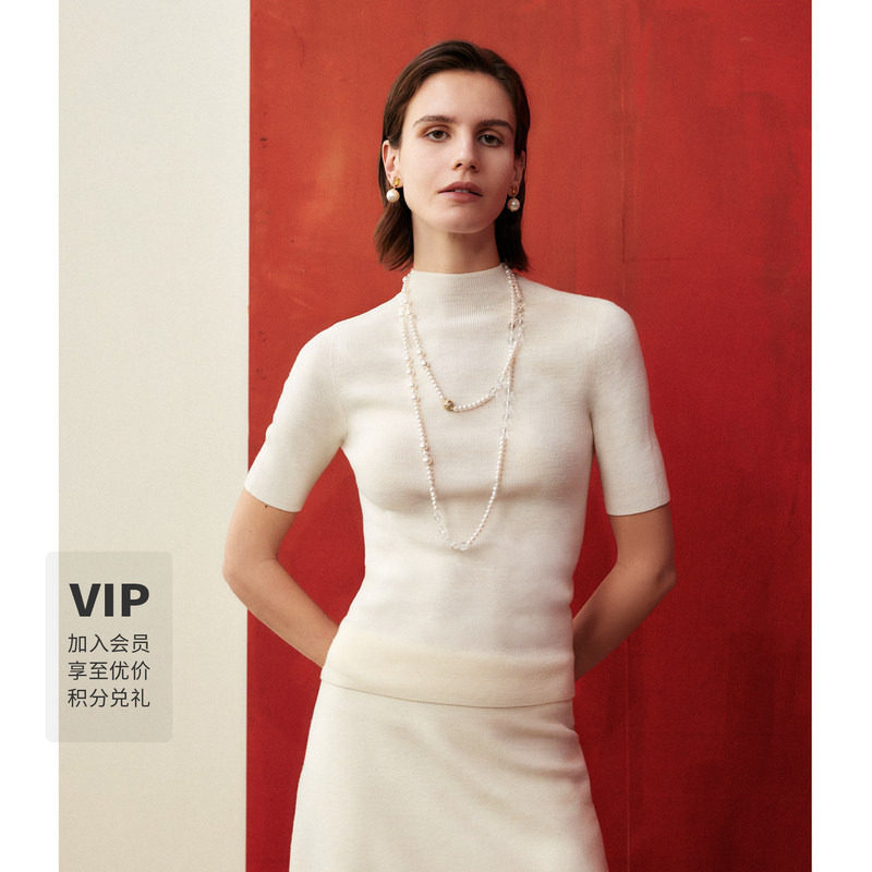 LYNEE 无缝羊毛针织打底衫女长袖中袖半高领修身显瘦上衣2026新款