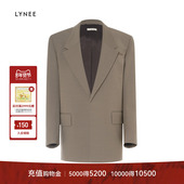 精纺羊毛简约平驳领宽松西装 外套女春季 新款 LYNEE 时尚 通勤西服