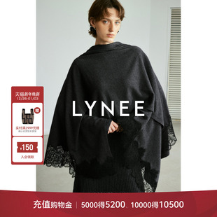 蕾丝披肩针织外套 羊毛混纺单扣V领针织斗篷法式 LYNEE 摩登时代