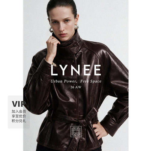 LYNEE黑标率性回归系带皮外套