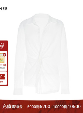 LYNEE 复古气质翻领设计感扭结白色衬衫女小众时尚衬衣春季新款