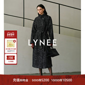 LYNEE 羊毛宽松长外套女 大衣 黑松露大衣 马海毛混纺花纱风衣式