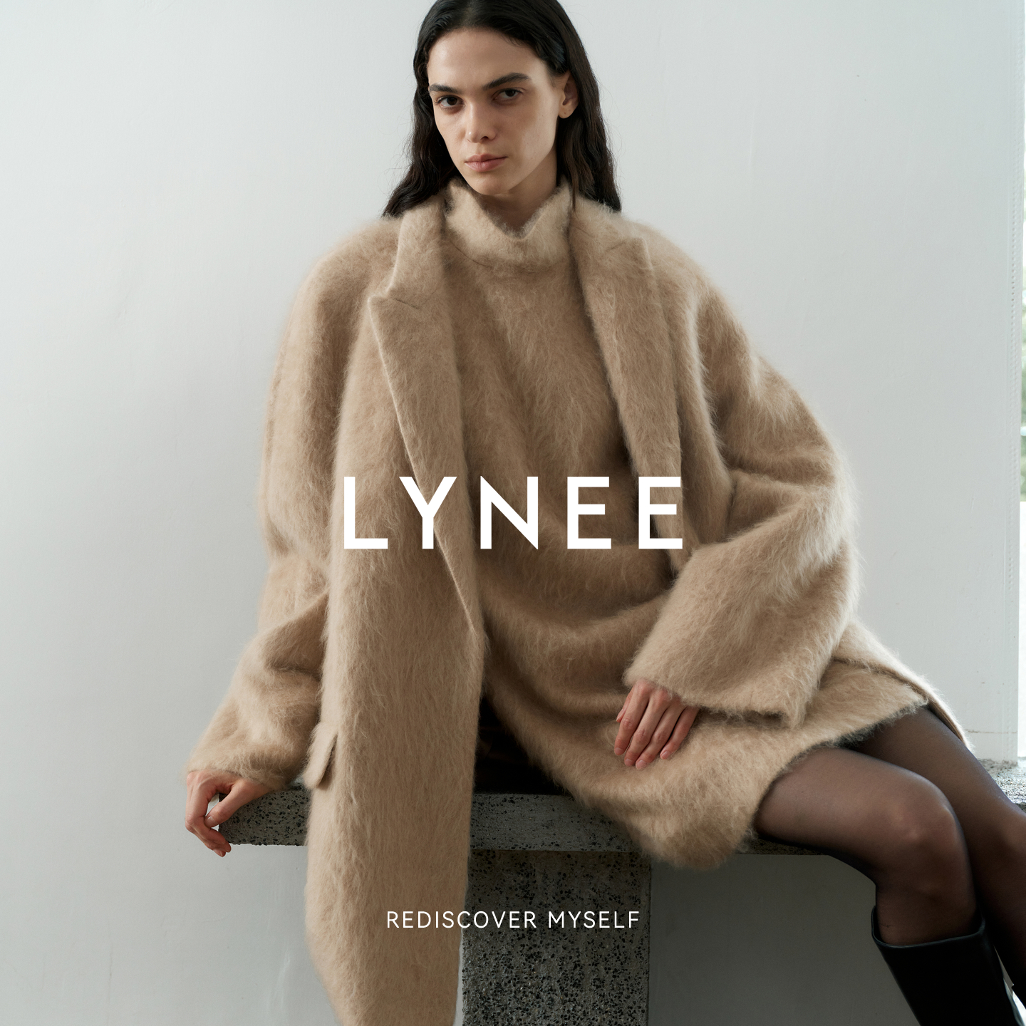 LYNEE【黑标暖冬】山羊绒羊毛长毛大衣女冬季中长款绒感毛毛外套