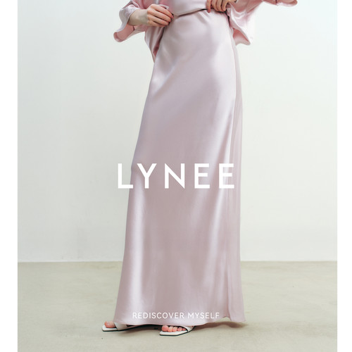LYNEE【柔光】粉色醋酸缎面直身半裙/月光鱼尾裙夏季半身裙女