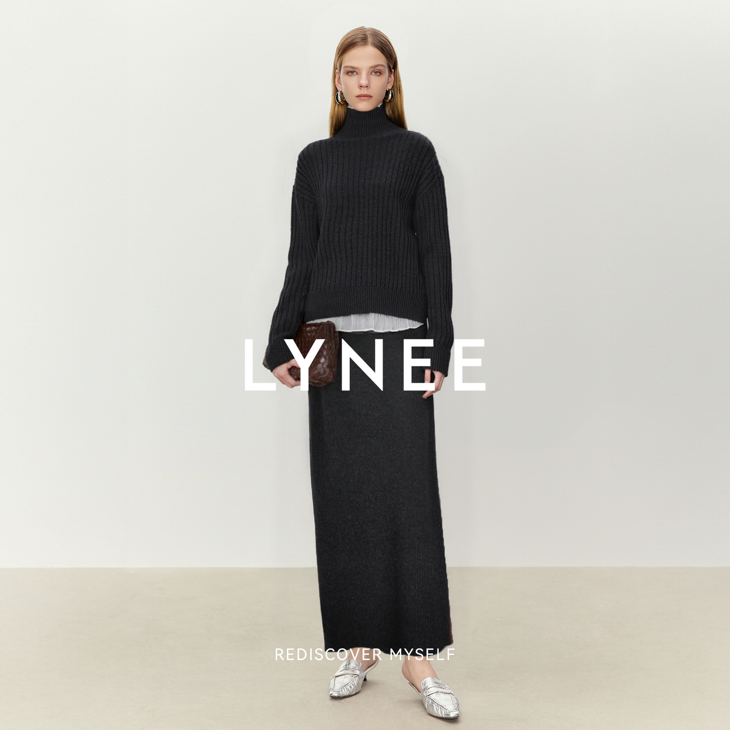 LYNEE【引冬毛衣套装】秋冬简约灰色慵懒风羊毛毛衣/半裙/裤子女