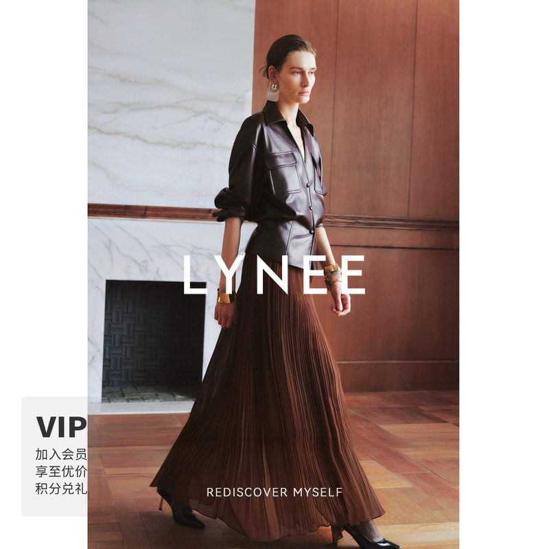LYNEE【迷迭花园】百褶半身裙女2026春夏新款复古优雅大裙摆长裙