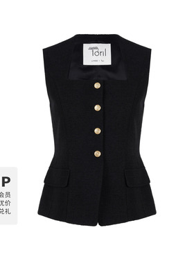 LYNEE【午夜巴黎】黑色小香风收腰马甲2026夏季新品赫本风上衣