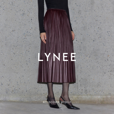 LYNEE x TORIL【风琴】中长款PU压褶直筒半裙 复古百搭皮半裙女