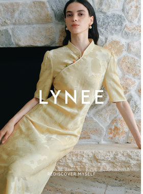 LYNEE x TORIL 【绝代风华】提花斜裁中袖旗袍夏季白色国风连衣裙