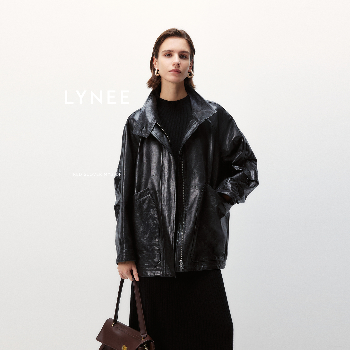 LYNEE【黑标系列】序章 立领大口袋夹克 真皮皮衣 复古老钱感