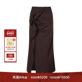 花式 LYNEE 绽放 解构半裙女绵羊毛混纺不规则捏褶开衩半身裙子