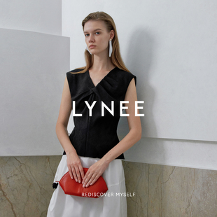LYNEE T恤 JIL构 意大利进口面料扭结收腰上衣女设计感简约无袖