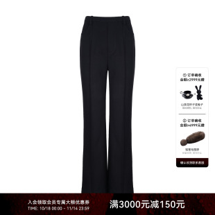 超模裤 休闲西裤 冬季 加绒窄腰头百搭黑色小直筒裤 女 BI备 LYNEE