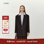 外套女2025年春新款 LYNEE 精纺羊毛复古宽松西装 简约气质西服