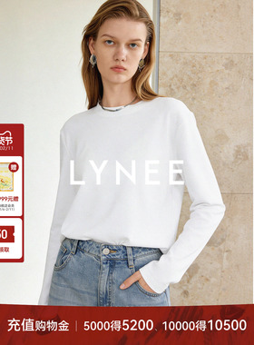 LYNEE 匹马棉圆领T恤 不透 简约百搭套头白色打底上衣