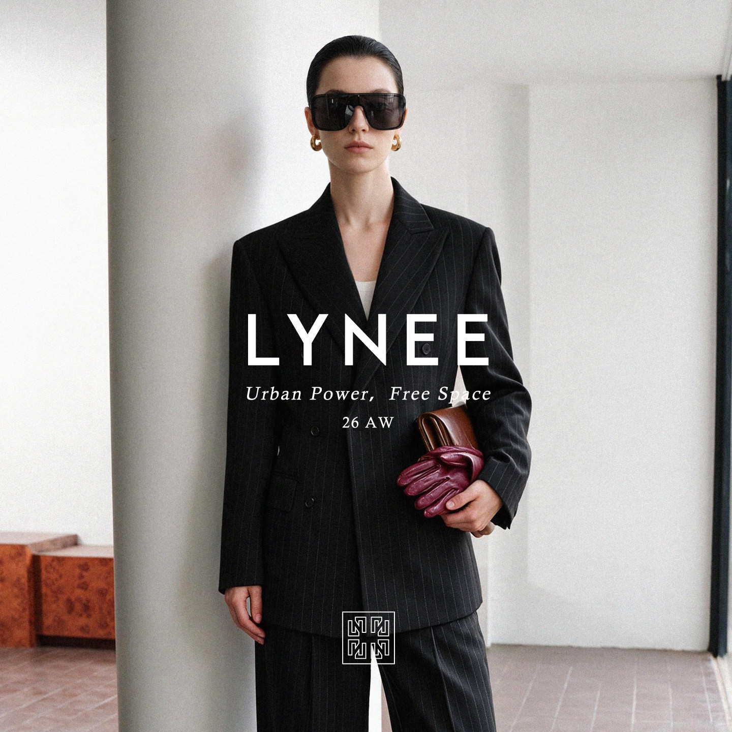 LYNEE【黑标】羊毛条纹西装女建筑力量感大版六粒扣西服外套26秋