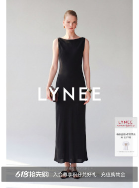 LYNEE【经典小黑裙】优雅通勤黑色醋酸连衣裙女显高显瘦红色长裙