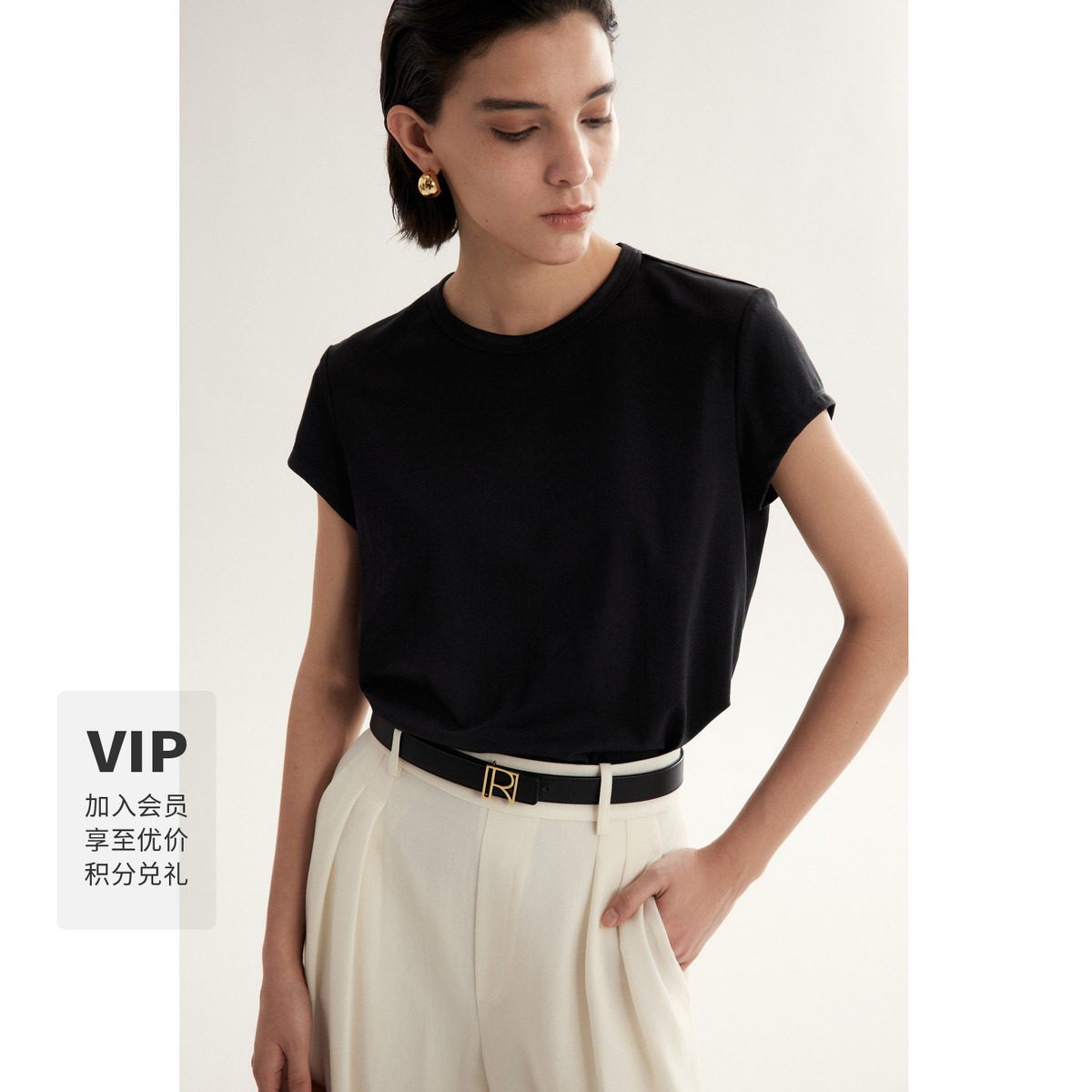 LYNEE x TORIL 简约圆领基础百搭T恤女休闲短袖上衣图片