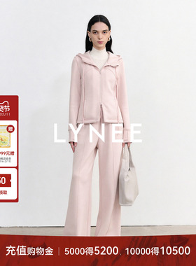 LYNEE【行迹】LU莫代尔粉色运动套装连帽卫衣外套/松紧腰休闲卫裤