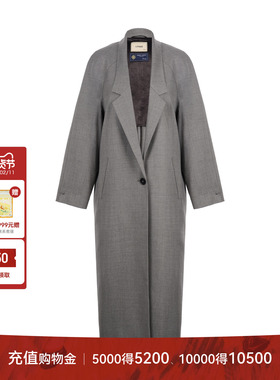LYNEE【黑标静奢】意大利进口nobility羊毛长西装灰色廓形长风衣