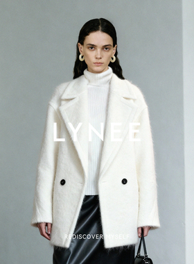 LYNEE【黑标 泰迪】马海毛羊毛混纺白色短款廓形大衣短款泰迪外套