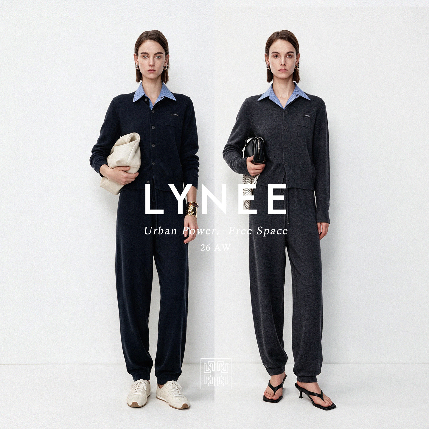 LYNEEmiu风可拆衬衫领针织套装图片