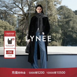 秘鲁进口苏力羊驼毛大衣女黑色长外套 水光大衣 LYNEE 黑标801