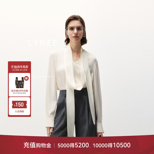 醋酸羊毛飘带衬衫 法式 女设计感百搭白色套头衬衣 杜耶尔 LYNEE