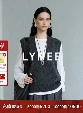 LYNEE【叠境】纯羊毛深V领针织背心 宽松套头内搭毛衣  叠穿神器
