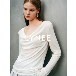 LYNEE【漫步间】天丝莱赛尔舒适透气荡领长袖T恤 Row风小衫上衣女