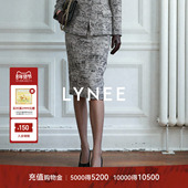 黑标 巴黎夜色 意大利进口GIOLICA LYNEE 法式 花纱香风直筒中裙