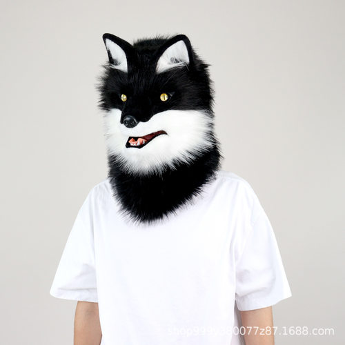 毛绒动物犬科狐狸面具头套全头兽头成品兽头cosplay服装福瑞可穿