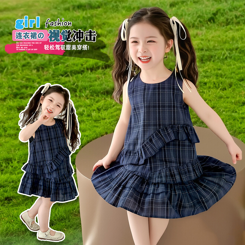 儿童连衣裙夏清新高级感精致服饰夏潮洋气童装无袖潮流服装亲肤