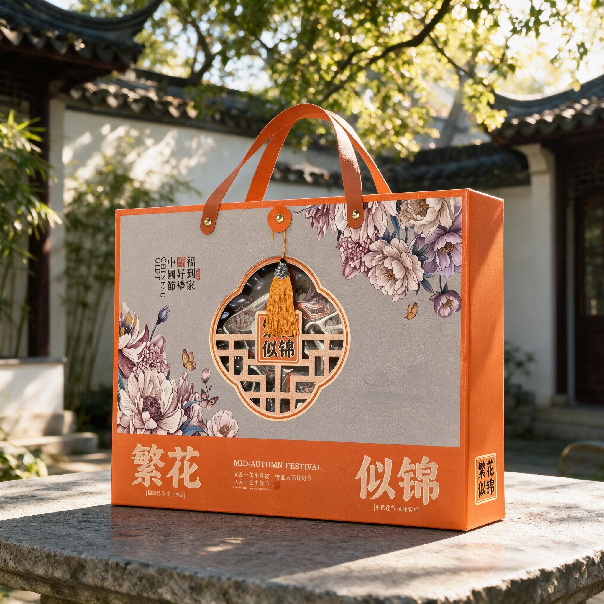 高档开窗手提盒，可装8个饼图片