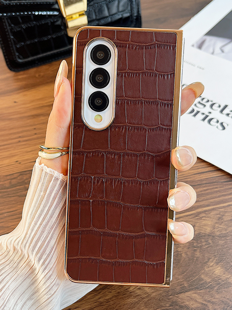 适用于三星fold4手机壳真皮