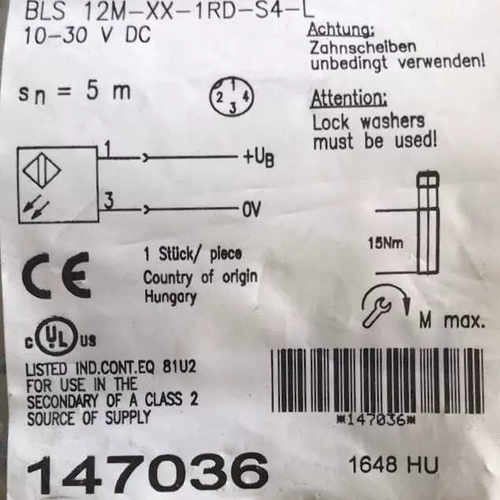 BALLUFF巴鲁夫 传器 BOSOOUE BLE 12M-PA-1PD-S4-C 光电开关
