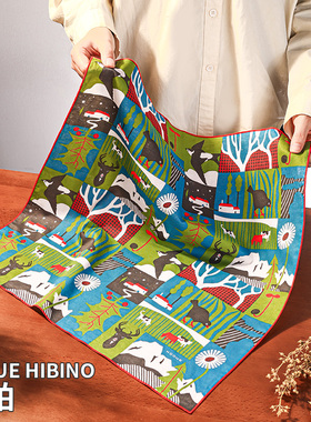 川边KODUE HIBINO手帕双层小巧可爱丝巾全棉潮流时尚单品配饰女