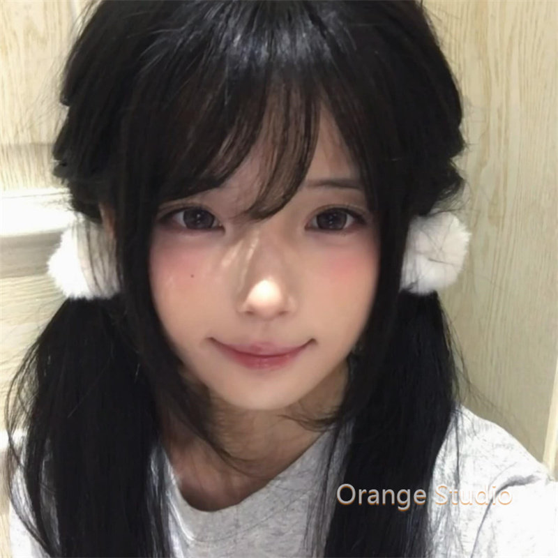 日系可爱萌宅仿兔毛毛球抓夹甜美少女氛围感毛绒小号发抓百搭发夹