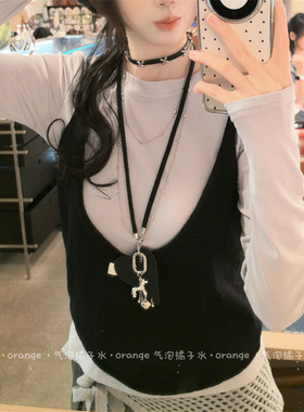 爱心小狗化妆镜编织长项链