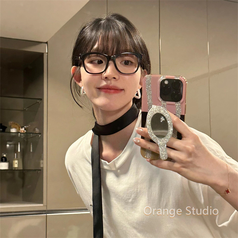 韩系极简ins风黑色丝巾小众简约窄版长条辣妹围巾冷淡文艺感领巾