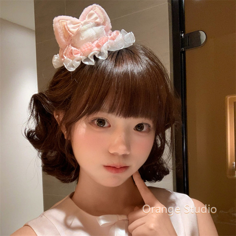 软萌可爱毛绒猫咪发夹粉色甜美蝴蝶结lolita发卡派对生日拍照发饰,饰品/流行首饰/时尚饰品新,发饰,淘宝优惠券,粉丝福利购,淘宝优惠卷