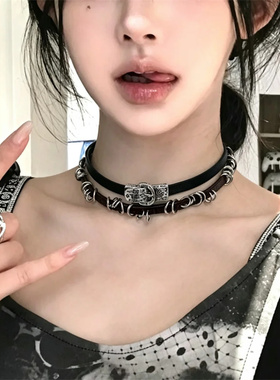 暗黑系朋克皮革choker项圈