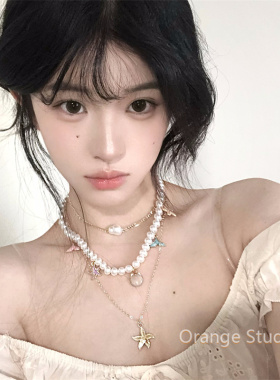 复古度假风海星贝壳海螺项链