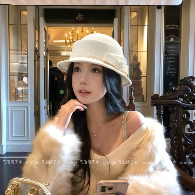 复古法式千金感蝴蝶结小礼帽