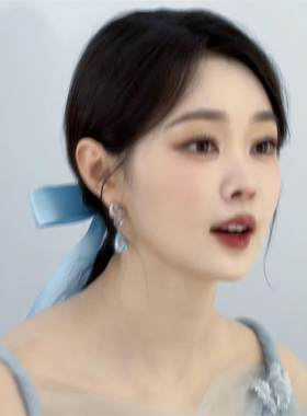 宋轶同款蓝色长蝴蝶结飘带发夹