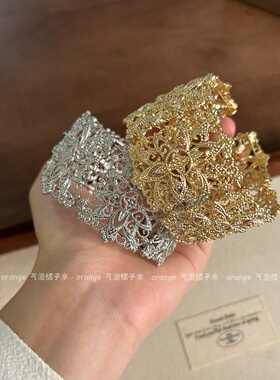 中古重工质感浪漫花朵手镯