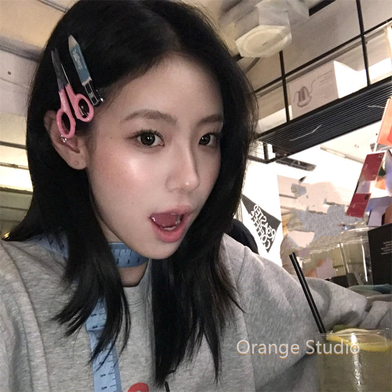 ins风搞怪趣味剪刀铅笔发夹女个性创意边夹侧边刘海夹氛围感发卡