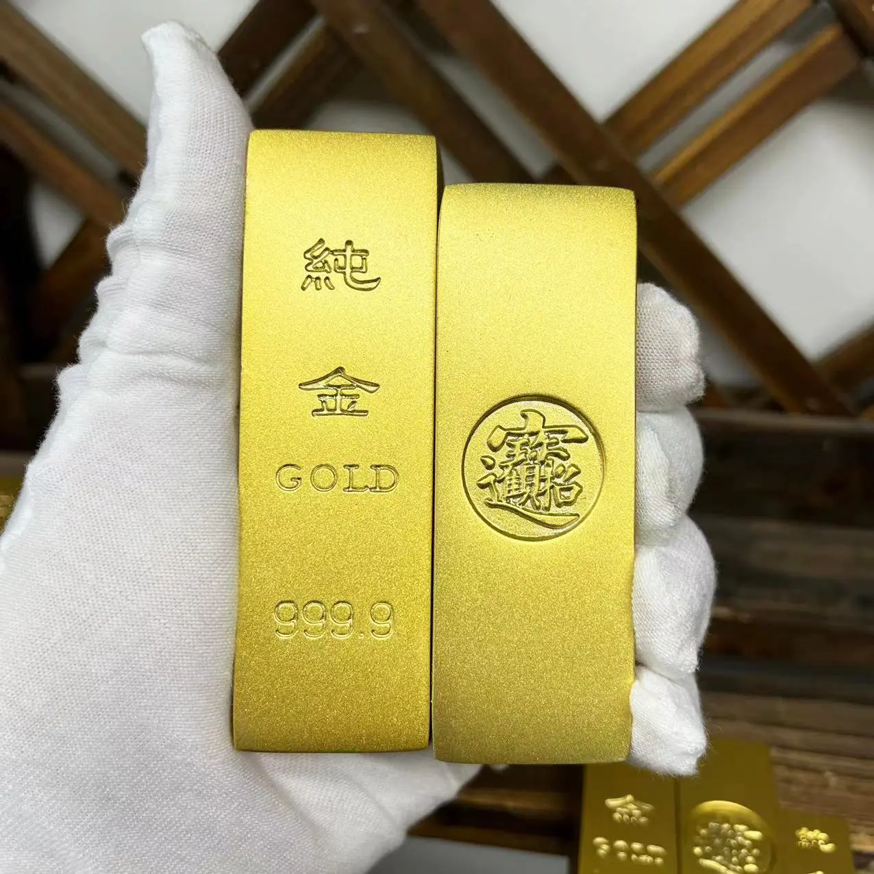 纯铜金条招财摆件实心黄铜金条金砖仿真家用客厅财神貔貅供桌用品