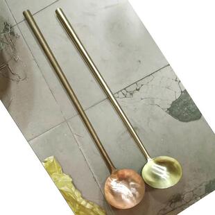 手工铜勺纯铜铜勺子长柄纯铜全铜柄勺工料铜勺炒菜勺老式大号黄铜