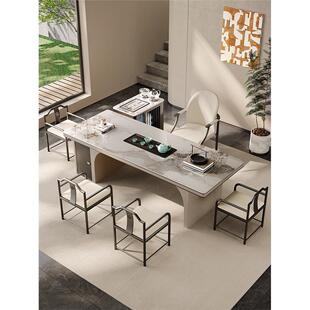 【香港澳门包邮】轻奢岩板茶桌椅组合一桌五椅高级感办公室烧水壶